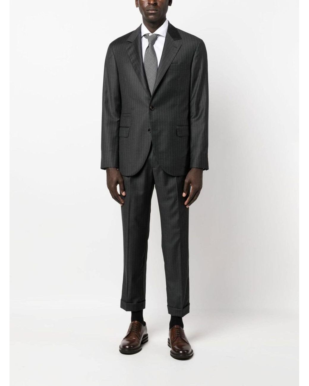 Brunello Cucinelli Black Pinstripe Tailored Jacket for men