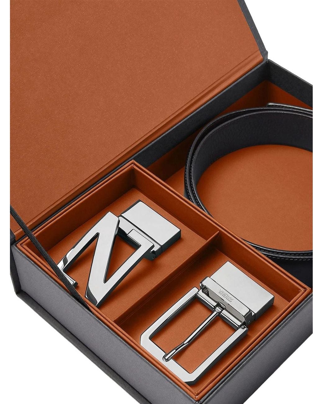 Zegna Brown Belt 2 Buckles for men