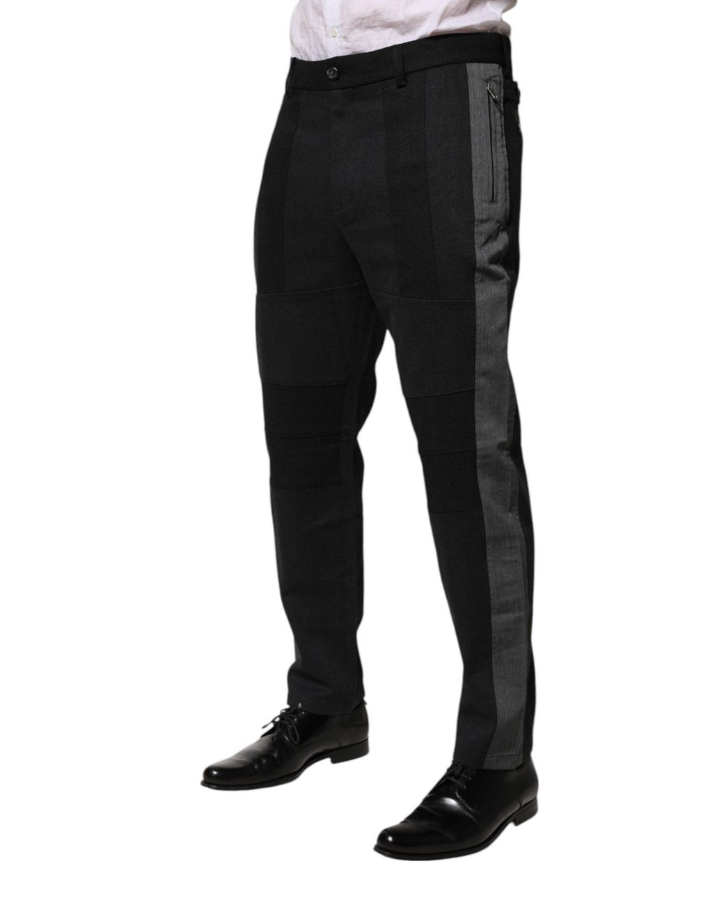 Dolce & Gabbana Black Cotton Dress Formal Trouser Pants And Wool Silk Elastane for men
