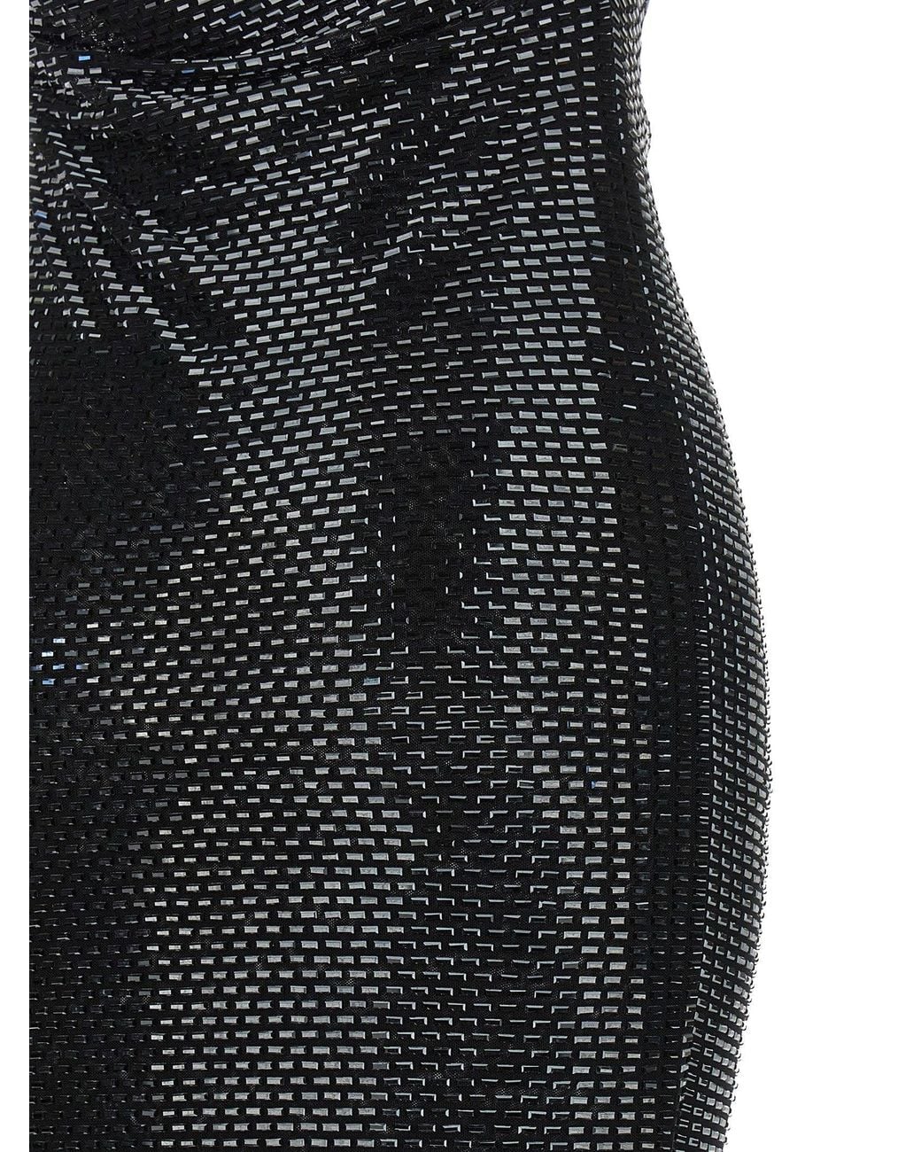 Self-Portrait Black Rhinestone-Embellished Tulle Dress