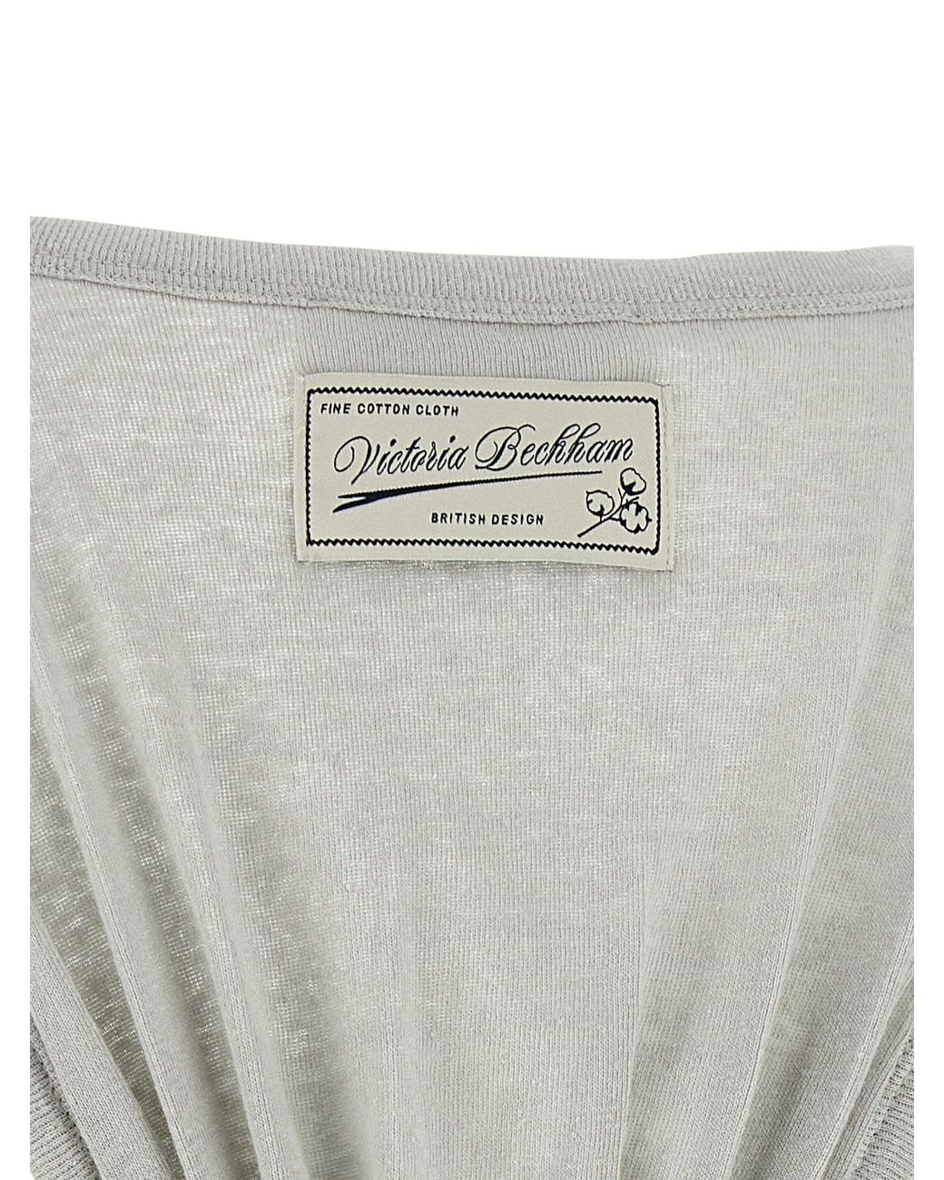 Victoria Beckham Split-Front Cotton-Linen Tank Top in Gray | Lyst