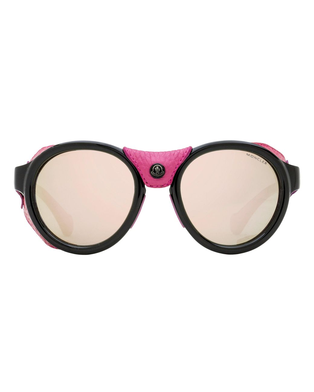 Moncler Black Leather Blinder Sunglasses Ml0046 01C-Rose 52Mm/Rose Plastic (Injected)/Leather