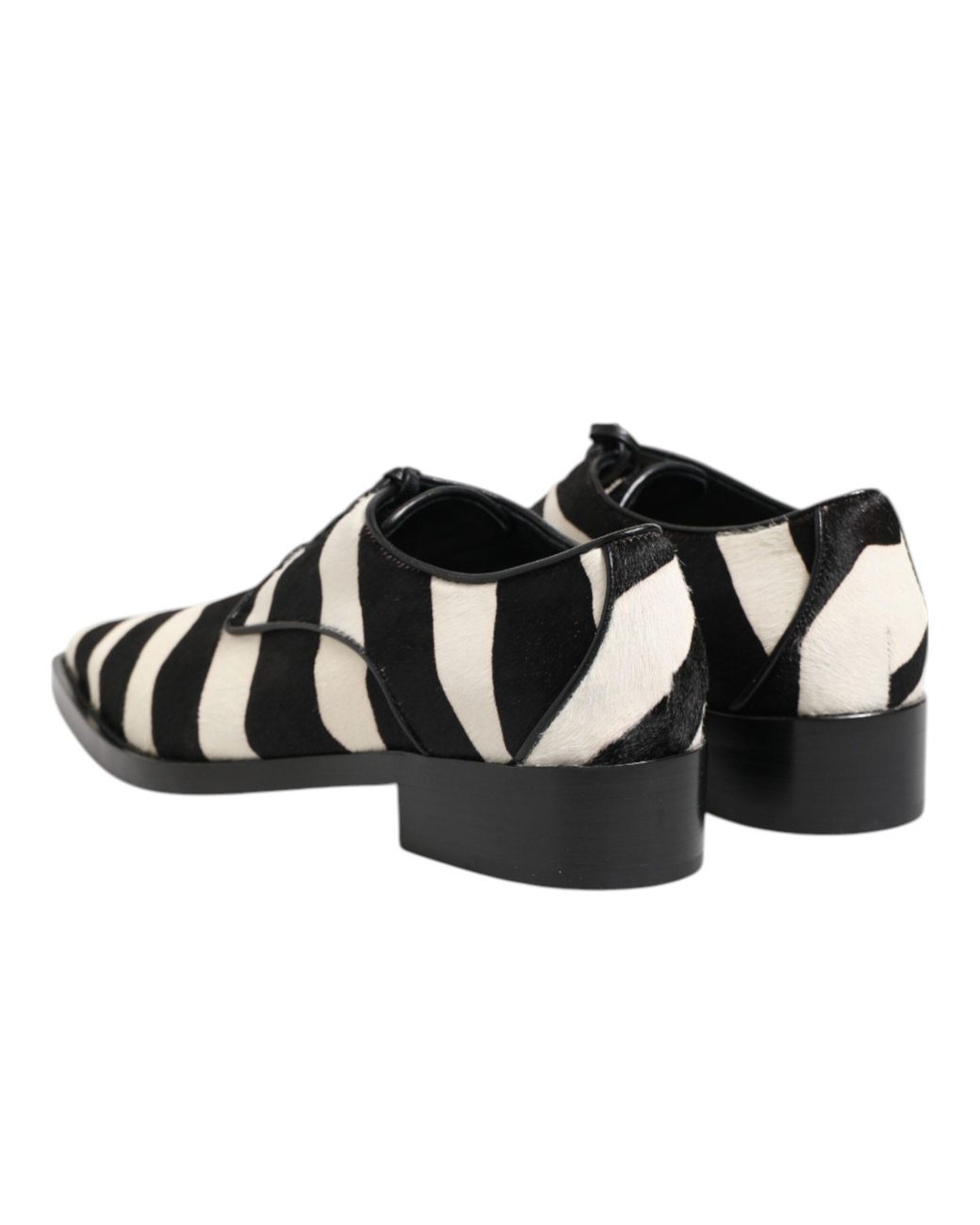 Dolce & Gabbana Black Zebra Pony Fur Dress Shoes Calf for men