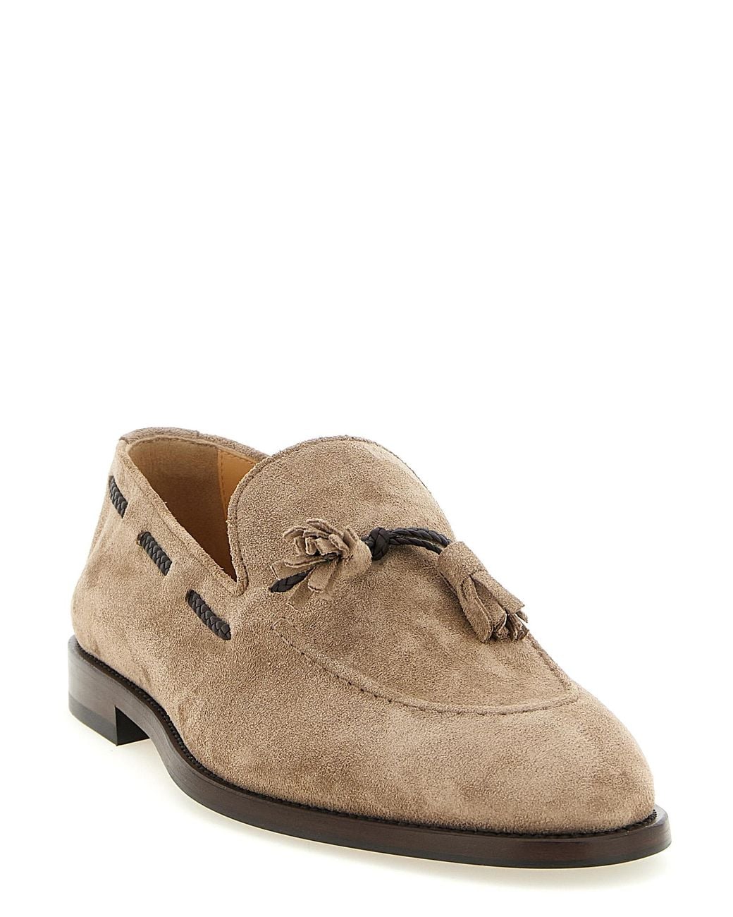 Brunello Cucinelli Brown Calfskin Slip-On Loafers for men
