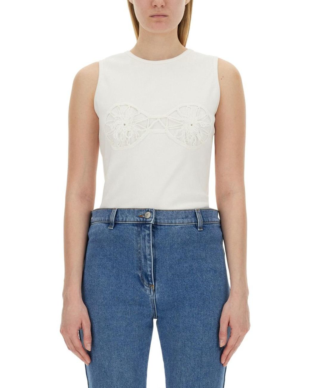 Magda Butrym Blue Magda Butrym Crochet T-Shirt