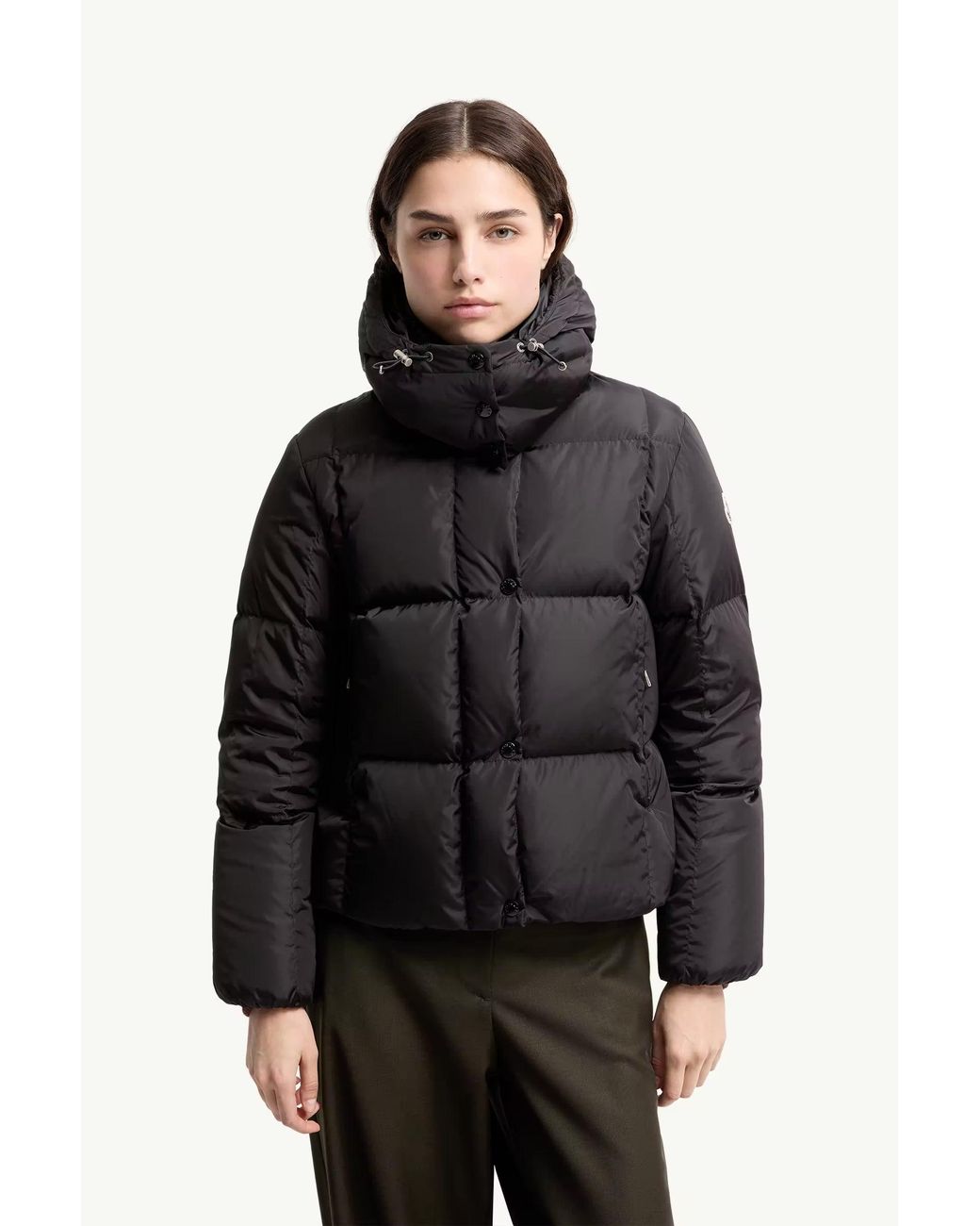 Moncler Black Castelnew Short Down Jacket With Shoulder Pads Coat