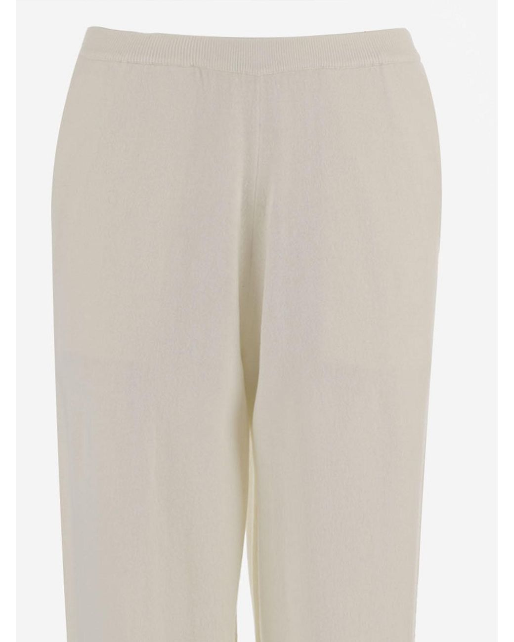Allude White Wool And Cashmere Pants Virgin Trousers