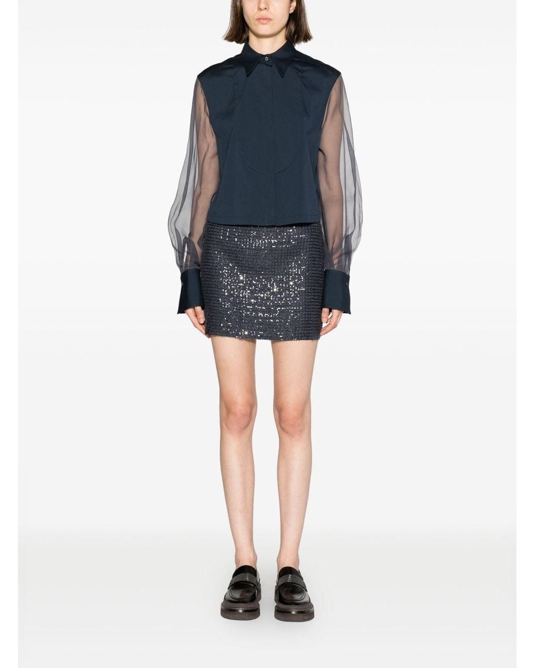 Brunello Cucinelli Blue Gray Acetate Mini Skirt