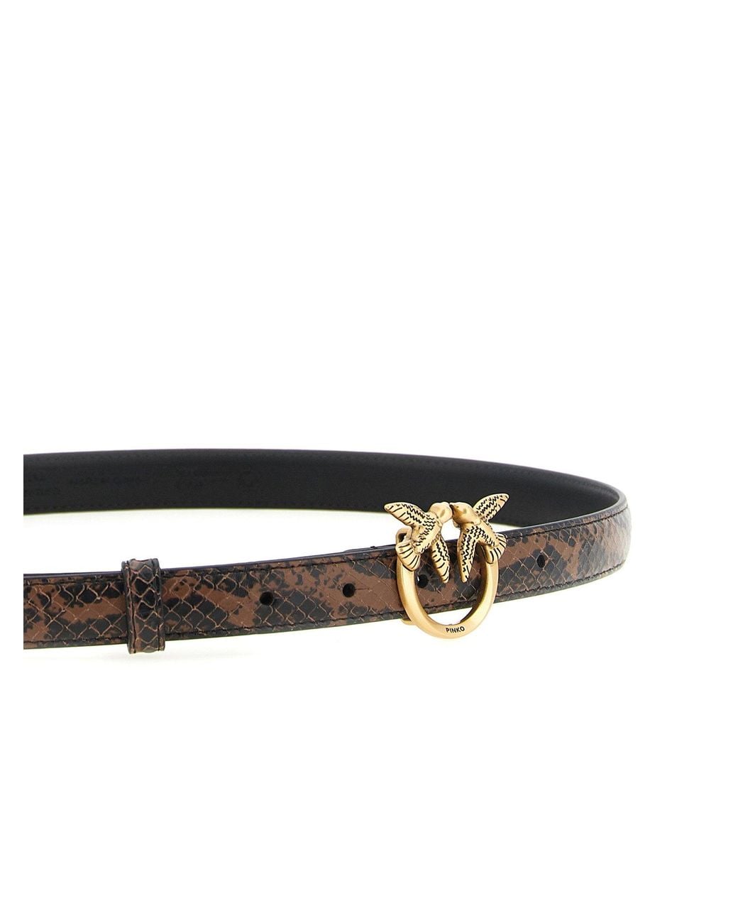 Pinko White Python Print Leather Belt