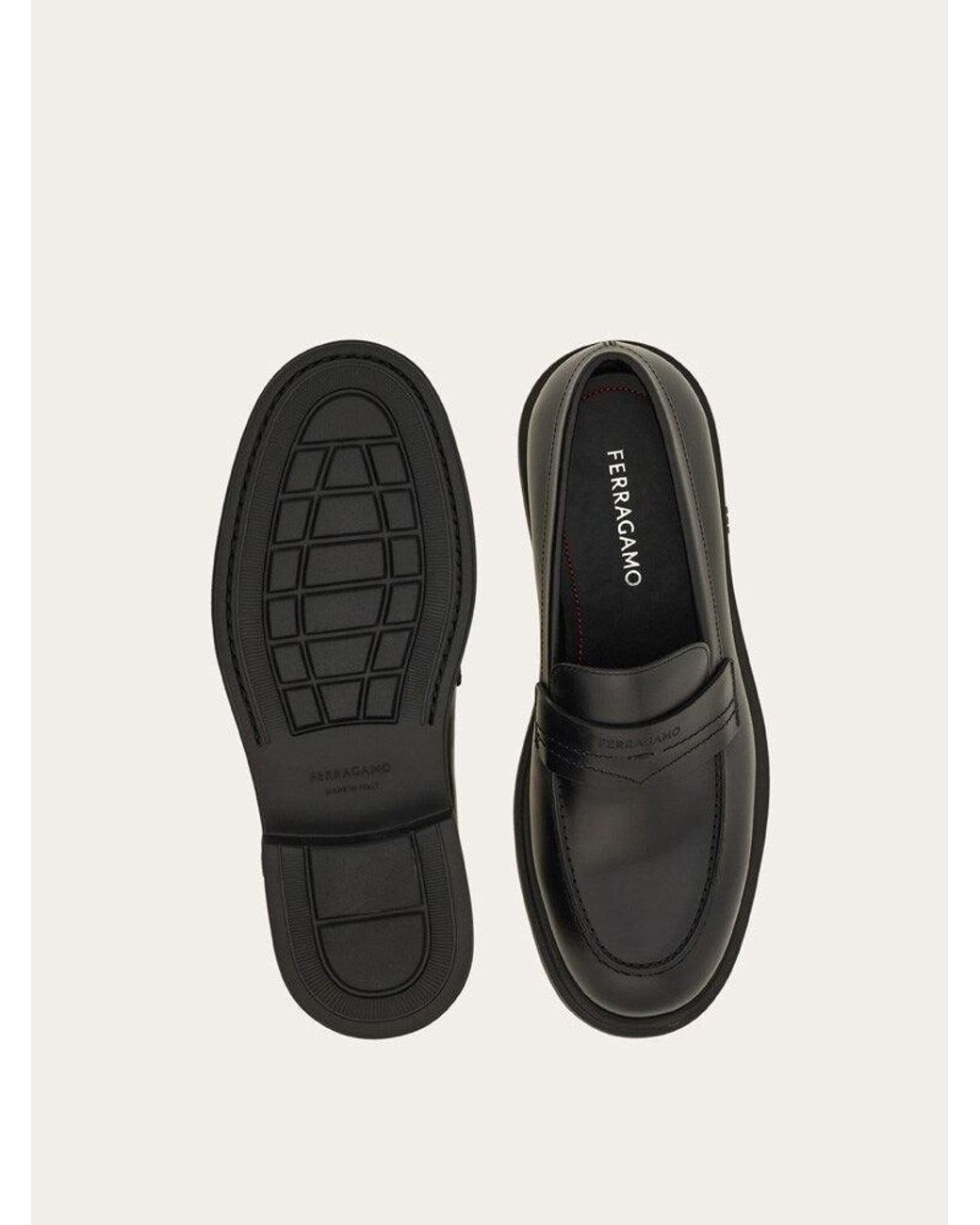 Ferragamo White Calf Leather Loafers for men