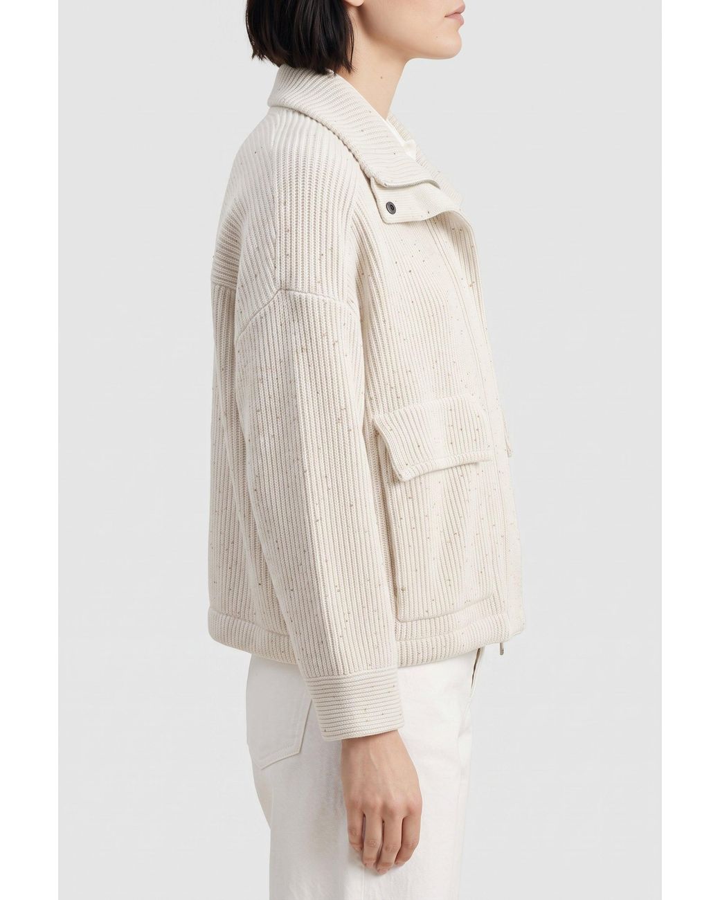 Brunello Cucinelli Natural Off Relaxed Cotton Jacket