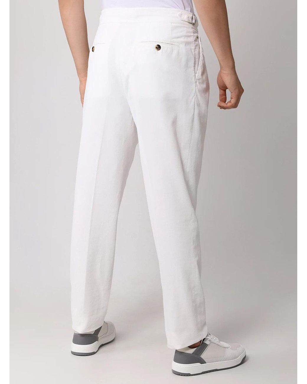 Brunello Cucinelli White Cotton Casual Pants for men