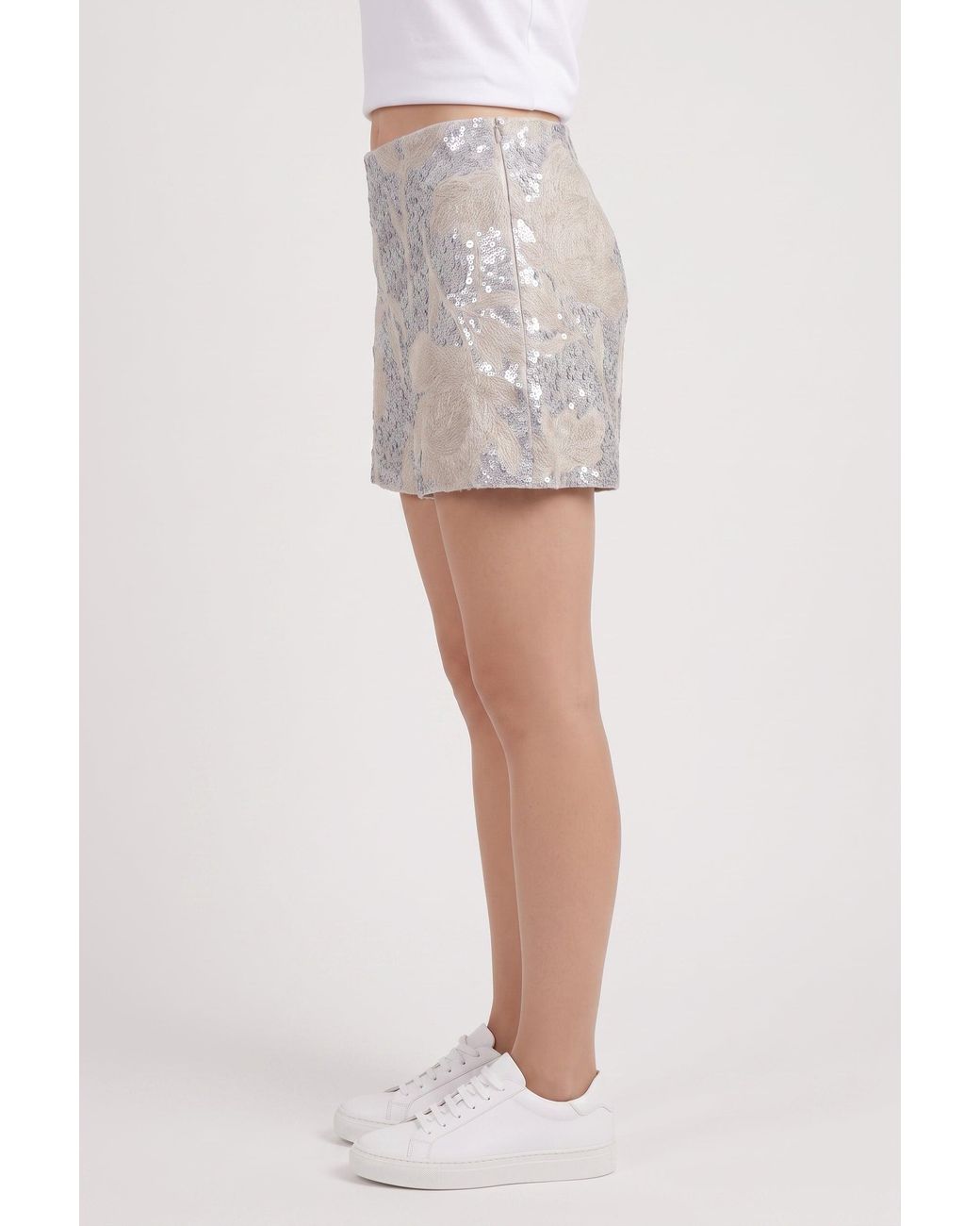 Brunello Cucinelli Gray Embellished Linen Shorts