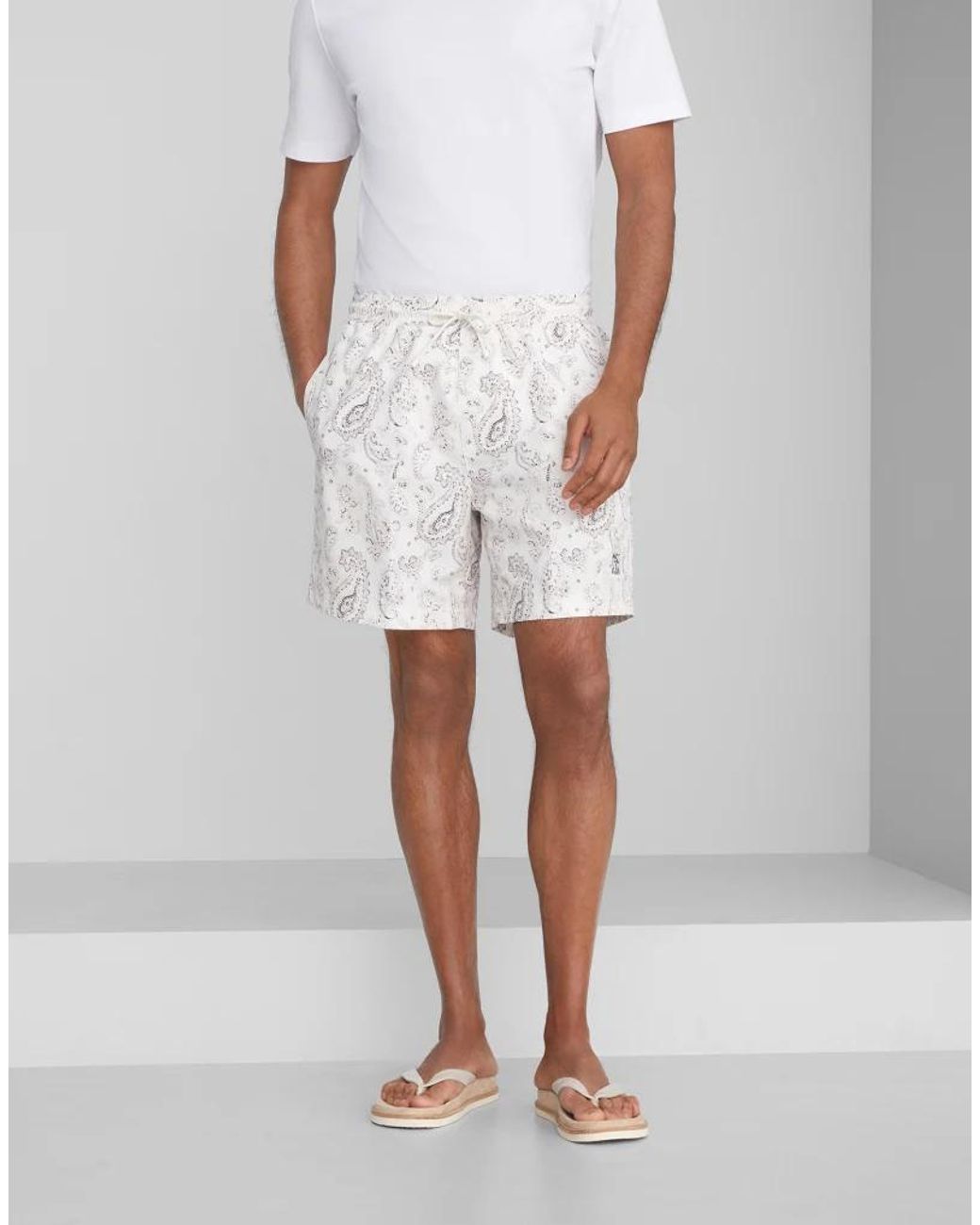 Brunello Cucinelli White Bicolor Polyester Shorts for men