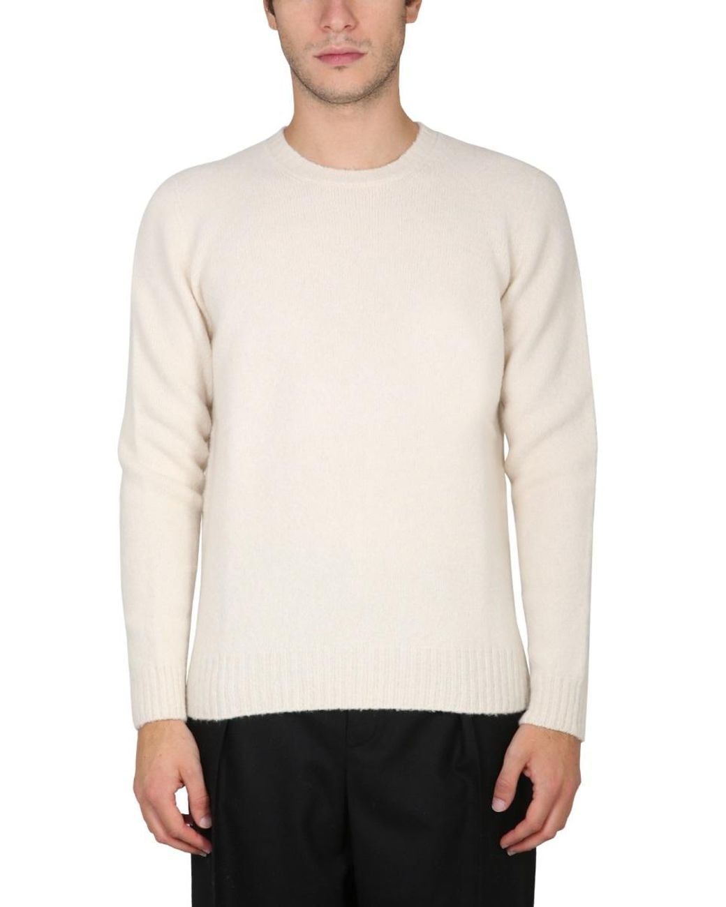 Drumohr White Drumohr Wool Crew Neck Sweater for men