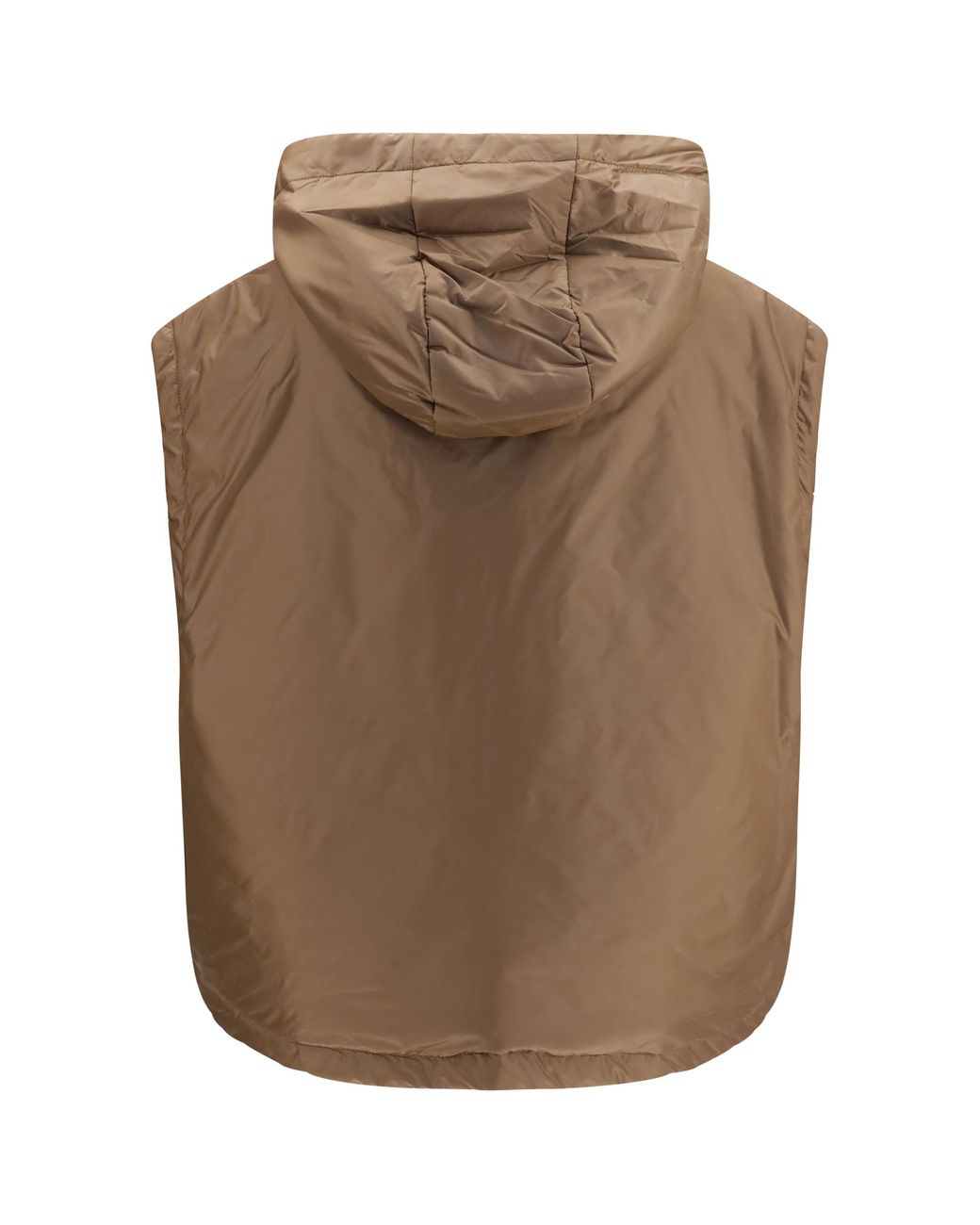 Max Mara Brown Hooded Padded Vest Outer: Polyester Puffer Jackets