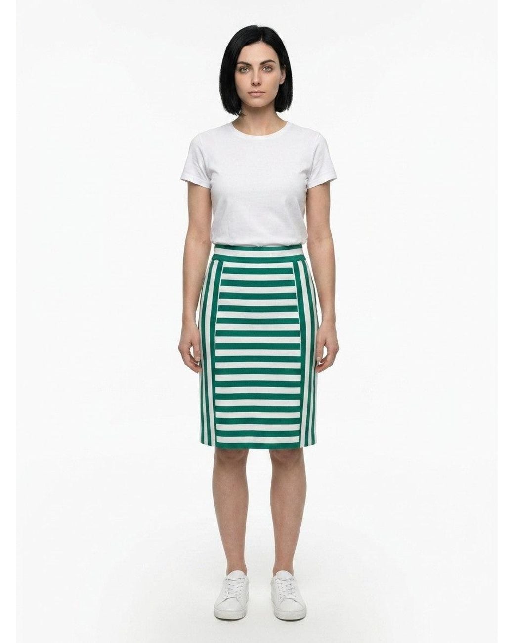Dolce & Gabbana Green Dolce & Gabbana Striped Cotton Skirt