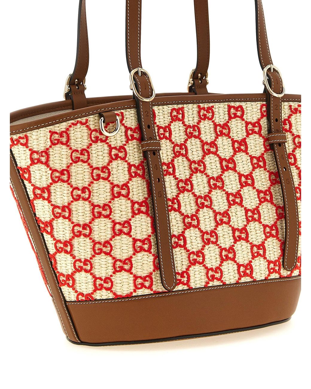 Gucci Red Gg Monogram Canvas Tote Bag