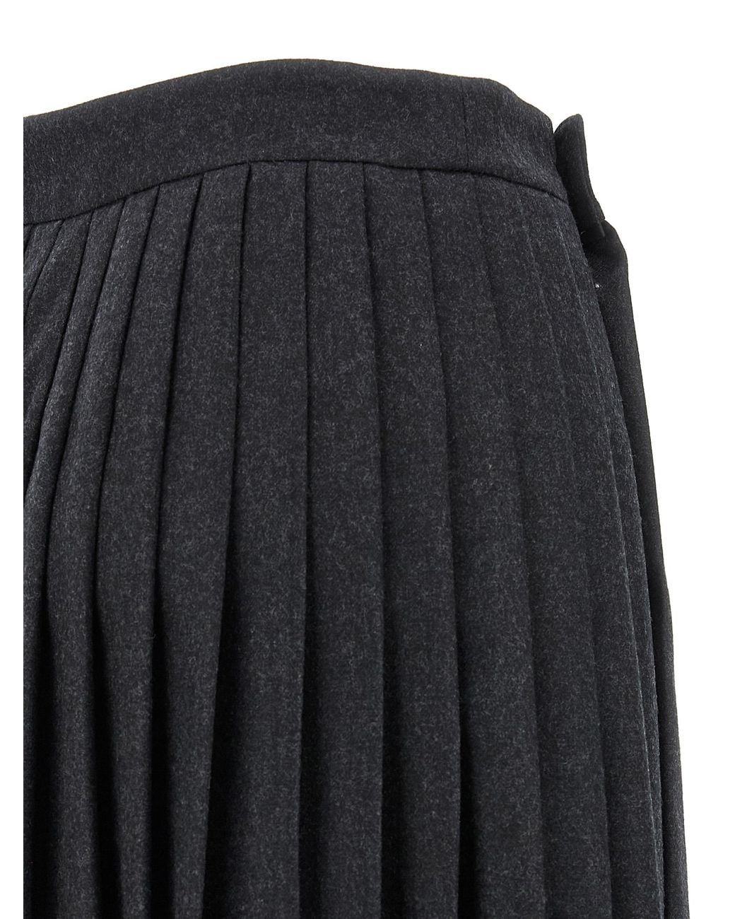 Prada Black Prada Pleated Virgin Wool Skirt