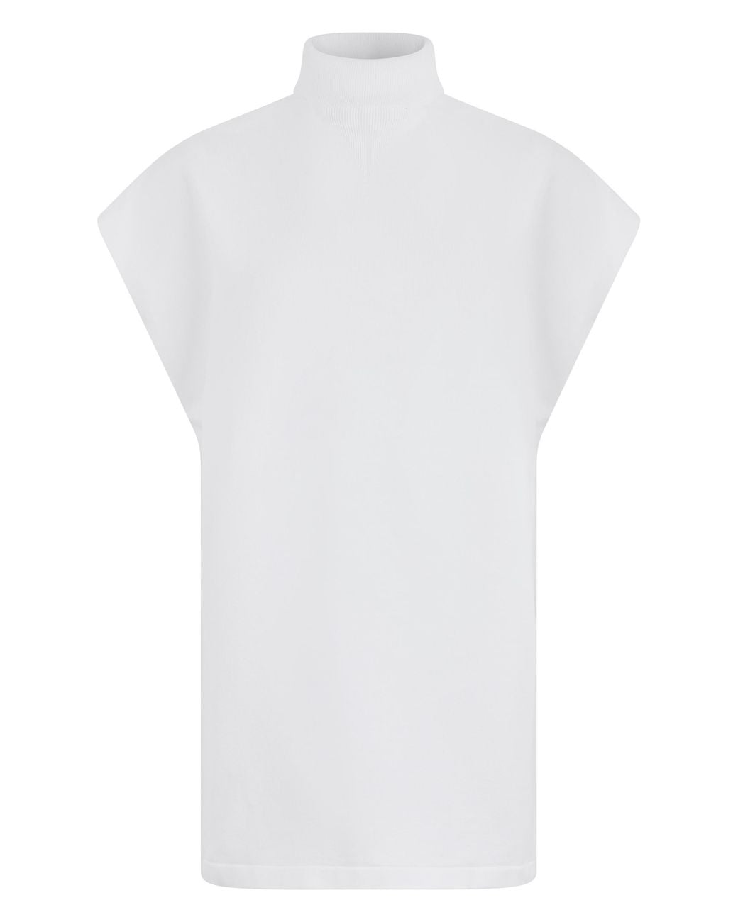 Alaïa White Sleeveless Sweater, High Collar, Cotton