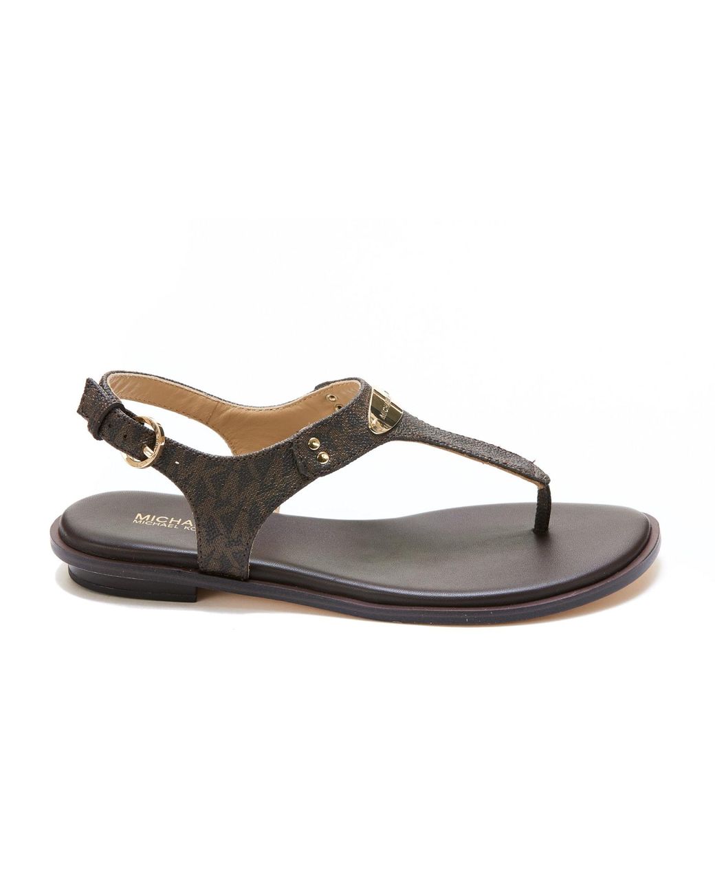 MICHAEL Michael Kors Plate Thong Flat Sandals in Brown | Lyst