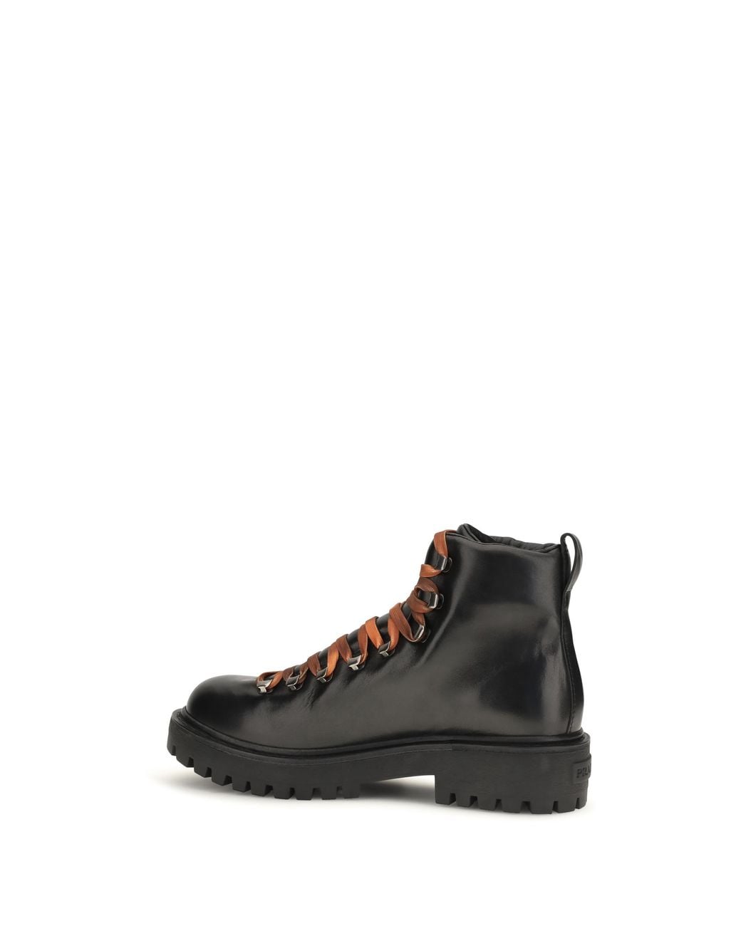 Prada Black Leather Lace-Up Ankle Boots for men