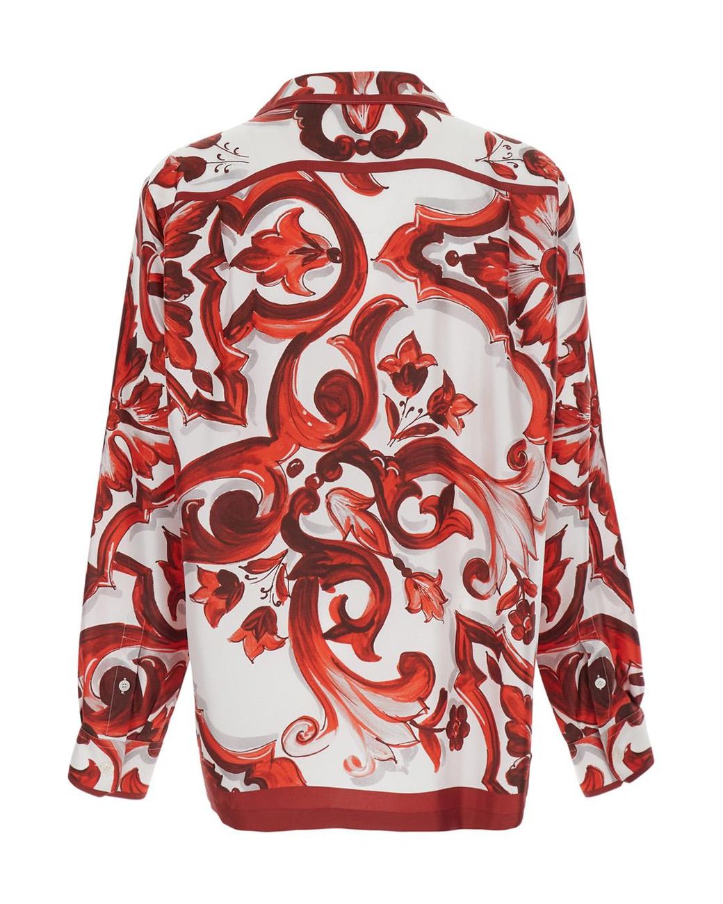 Dolce & Gabbana Red Shirt With Hawaii Collar Silk for men