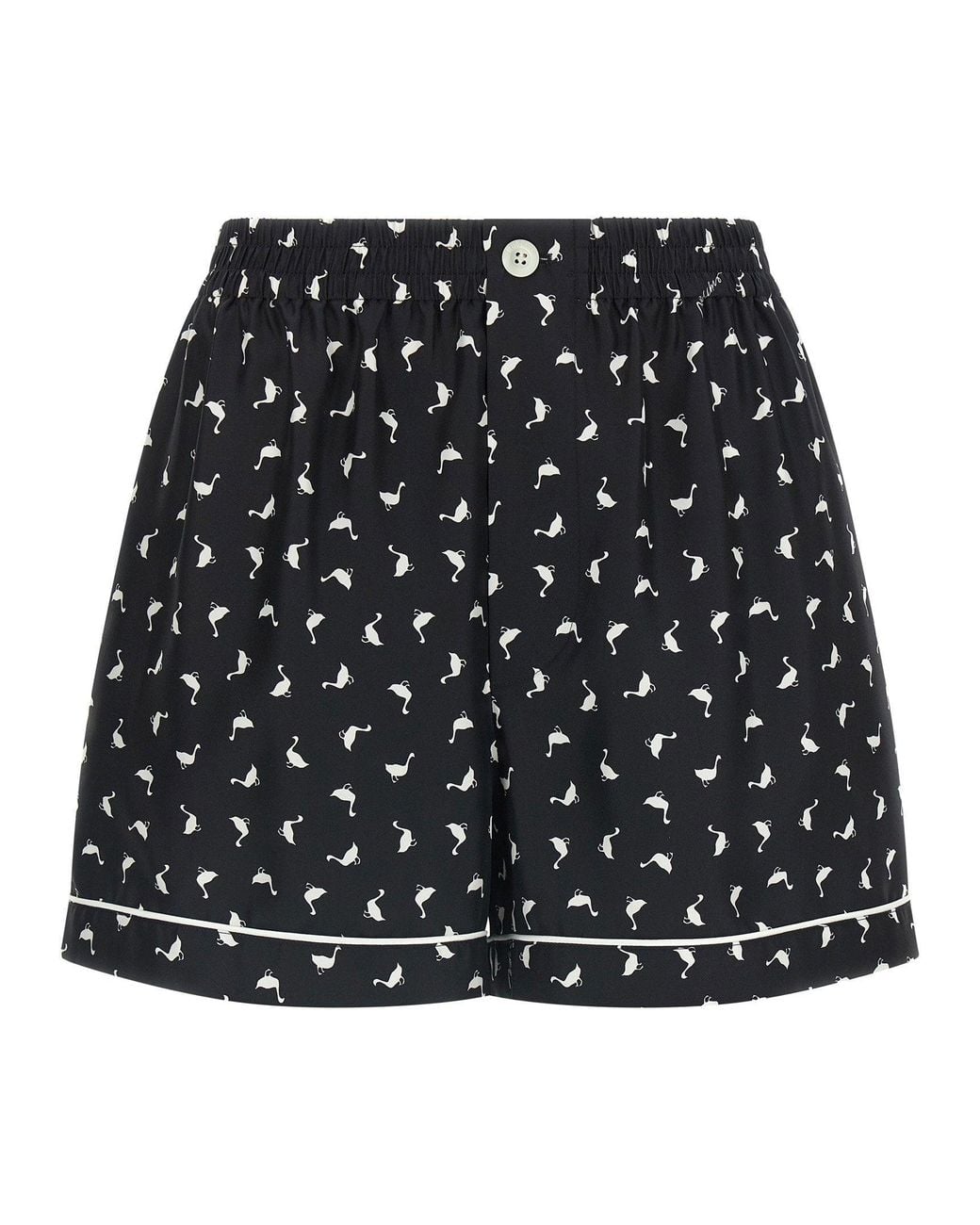 Moschino Black Printed Silk Twill Shorts