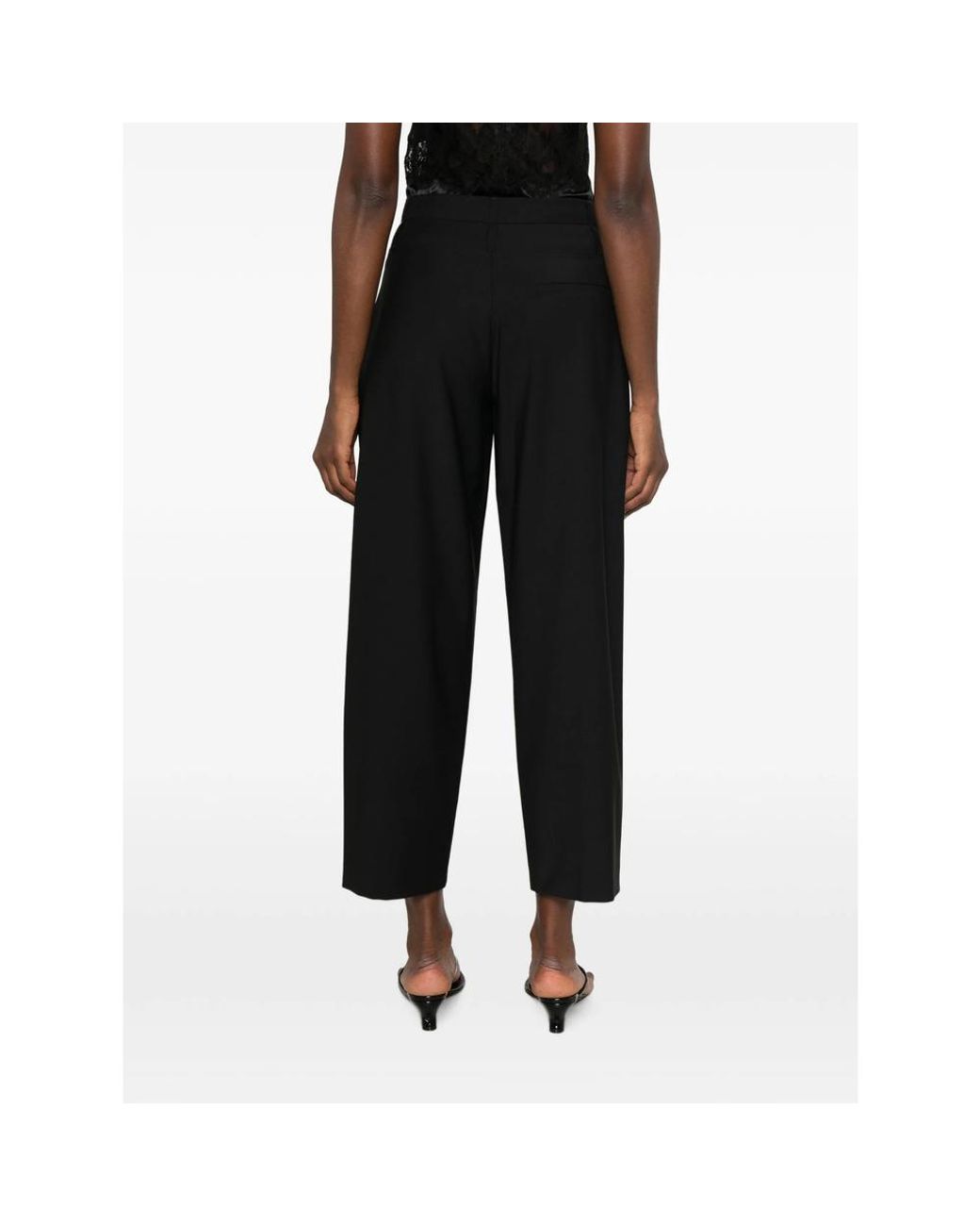 Tela Black Pleated-Detail Cropped Trousers
