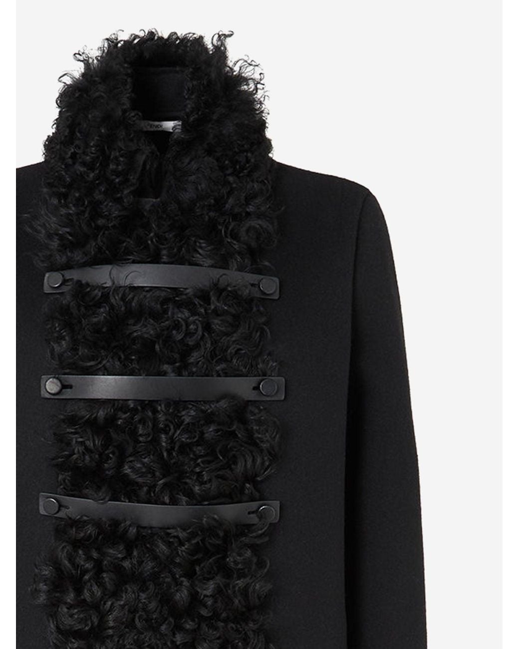 Fendi Black Wool And Shearling Coat Virgin