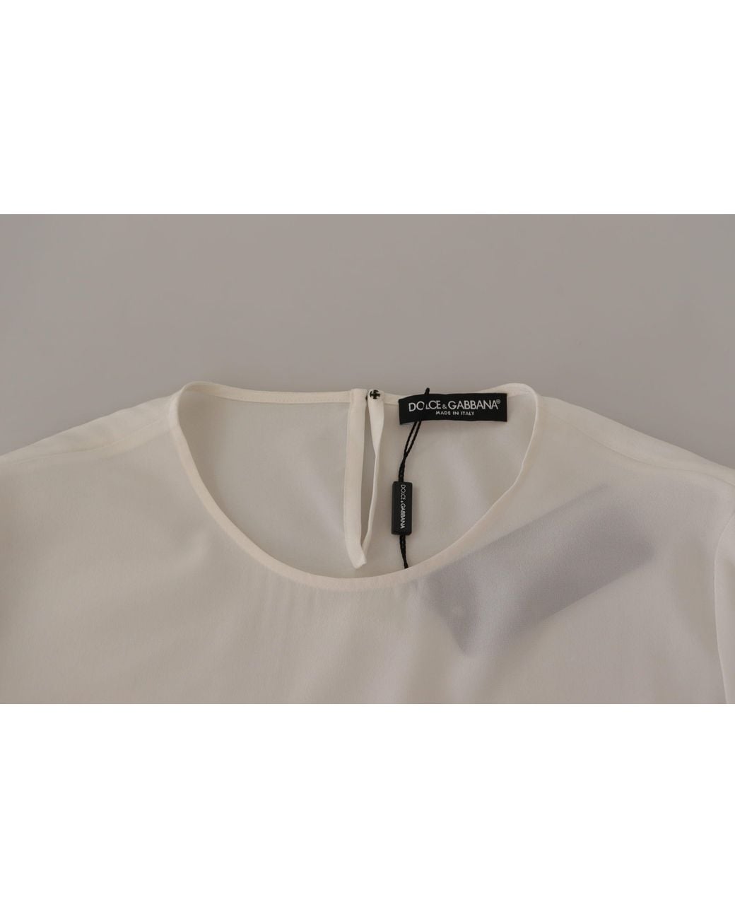 Dolce & Gabbana Gray Elegant Silk Top With Logo Embroidery