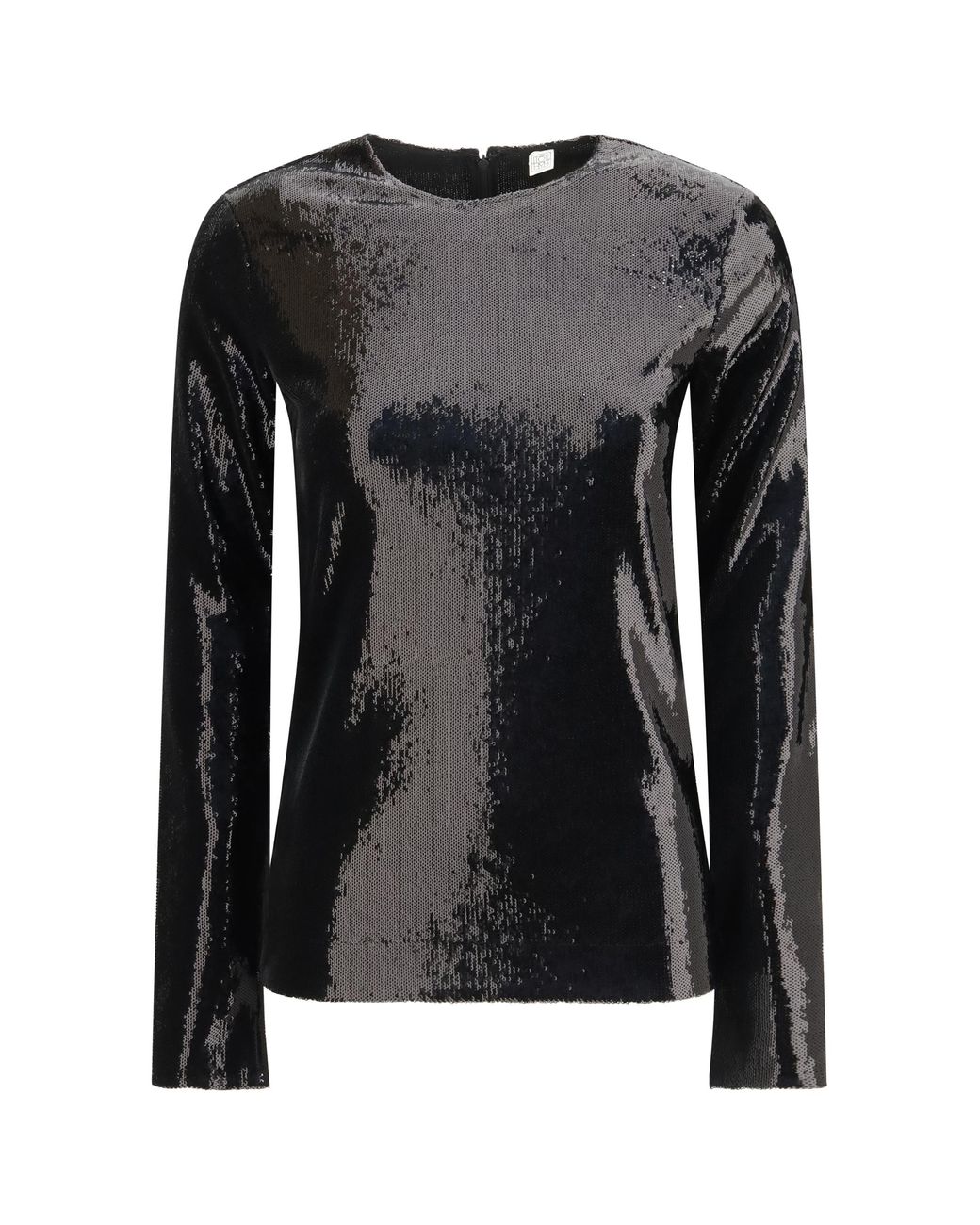 Totême Black Long-Sleeved Sequin Top Polyester Shirt