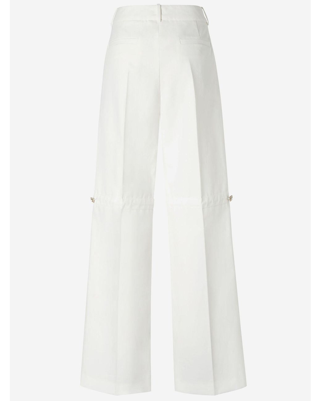 Fendi White Trousers Cotton And Silk