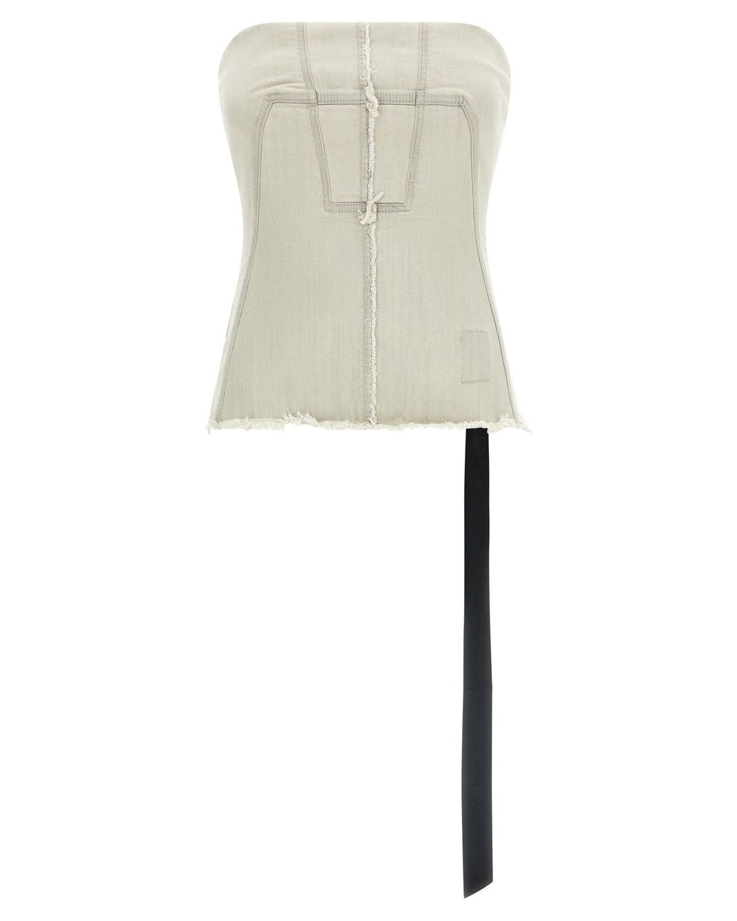 Rick Owens White Garment-Dyed Cotton Denim Bustier Tank Top