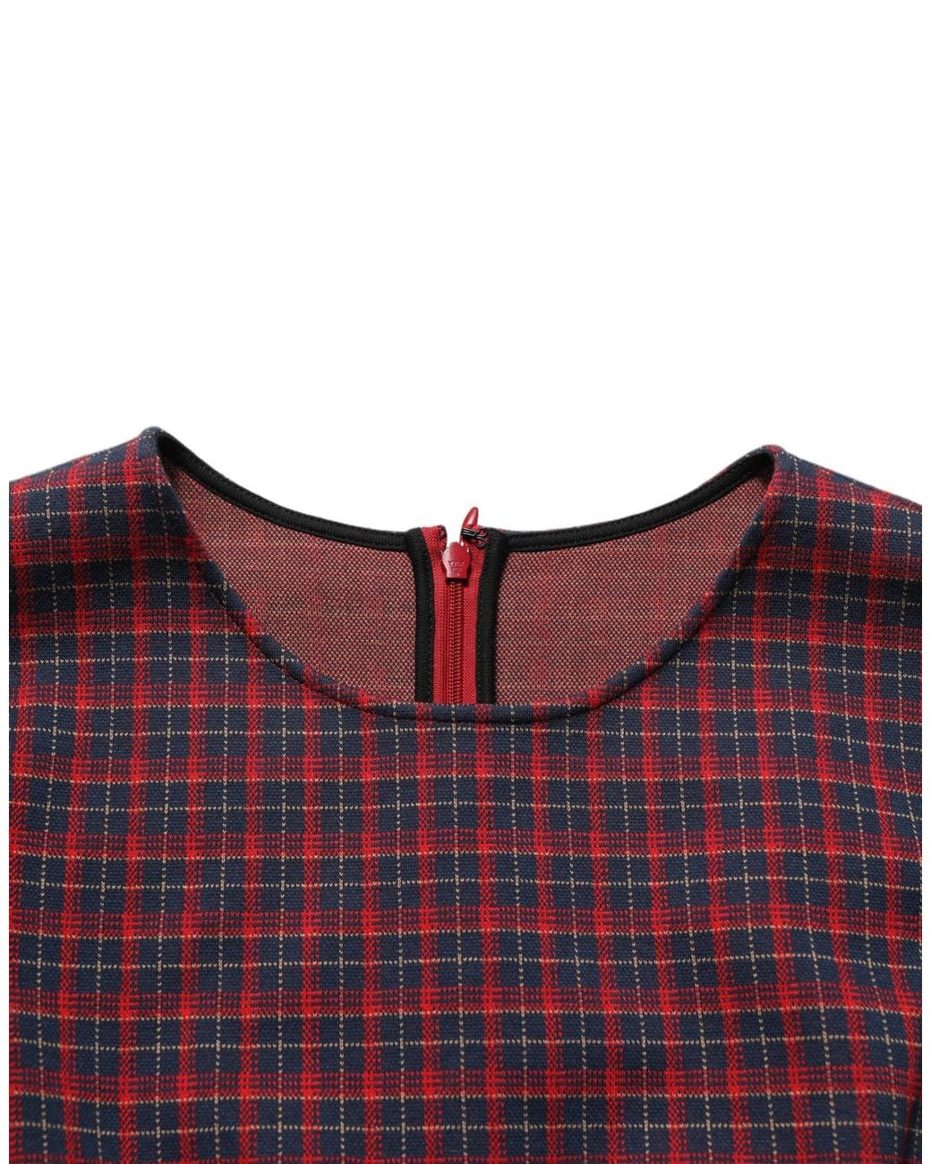 Dolce & Gabbana Black Checkered Shortsleeve Sheath Dress And Cotton Polyester Elastane