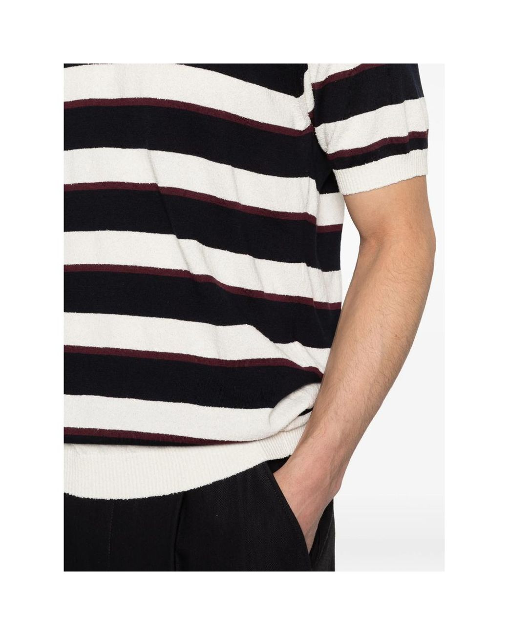 Scaglione Black Striped-Patterb Crew-Neck T-Shirt for men