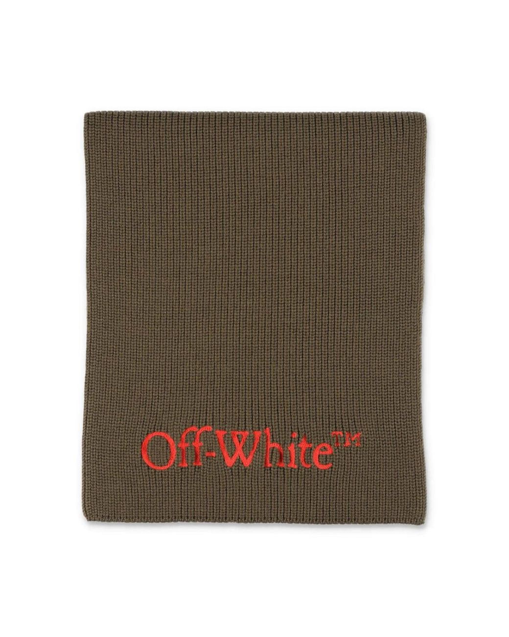 Off-White c/o Virgil Abloh Green Bookish Logo Knit Wool Scarf Accessories for men