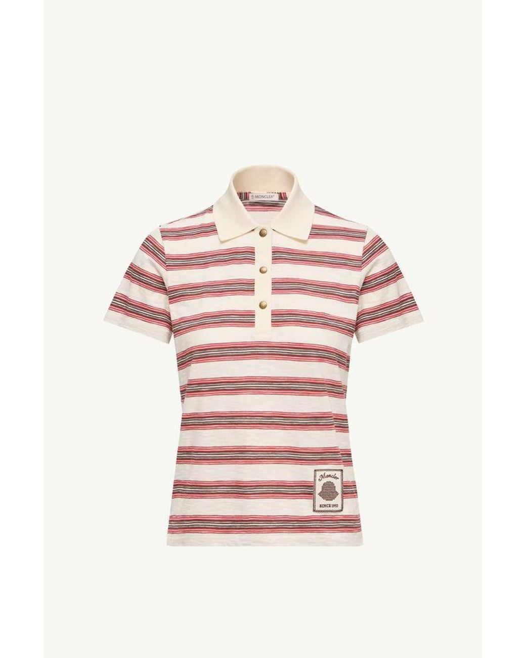 Moncler Pink Moncler Striped Cotton Polo Shirt