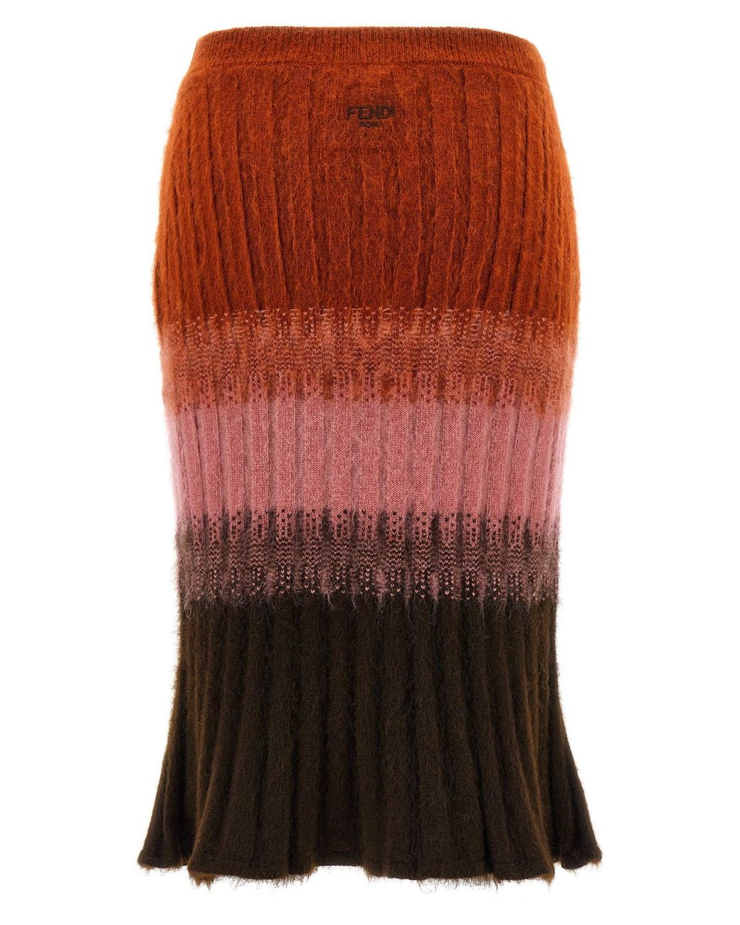 Fendi Red Wool And Mohair Ombré Skirt
