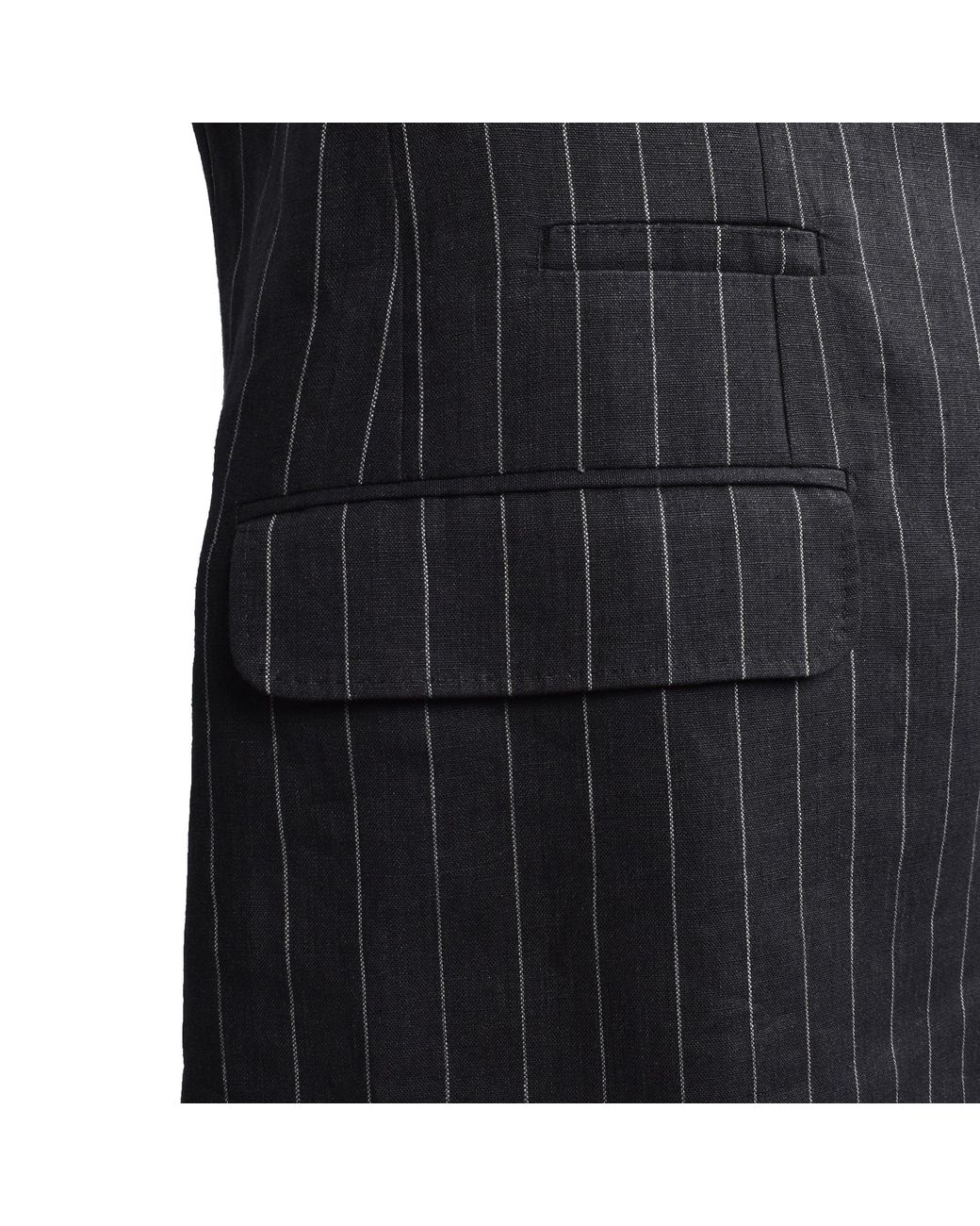 Brunello Cucinelli Black Linen Pinstripe Blazer for men