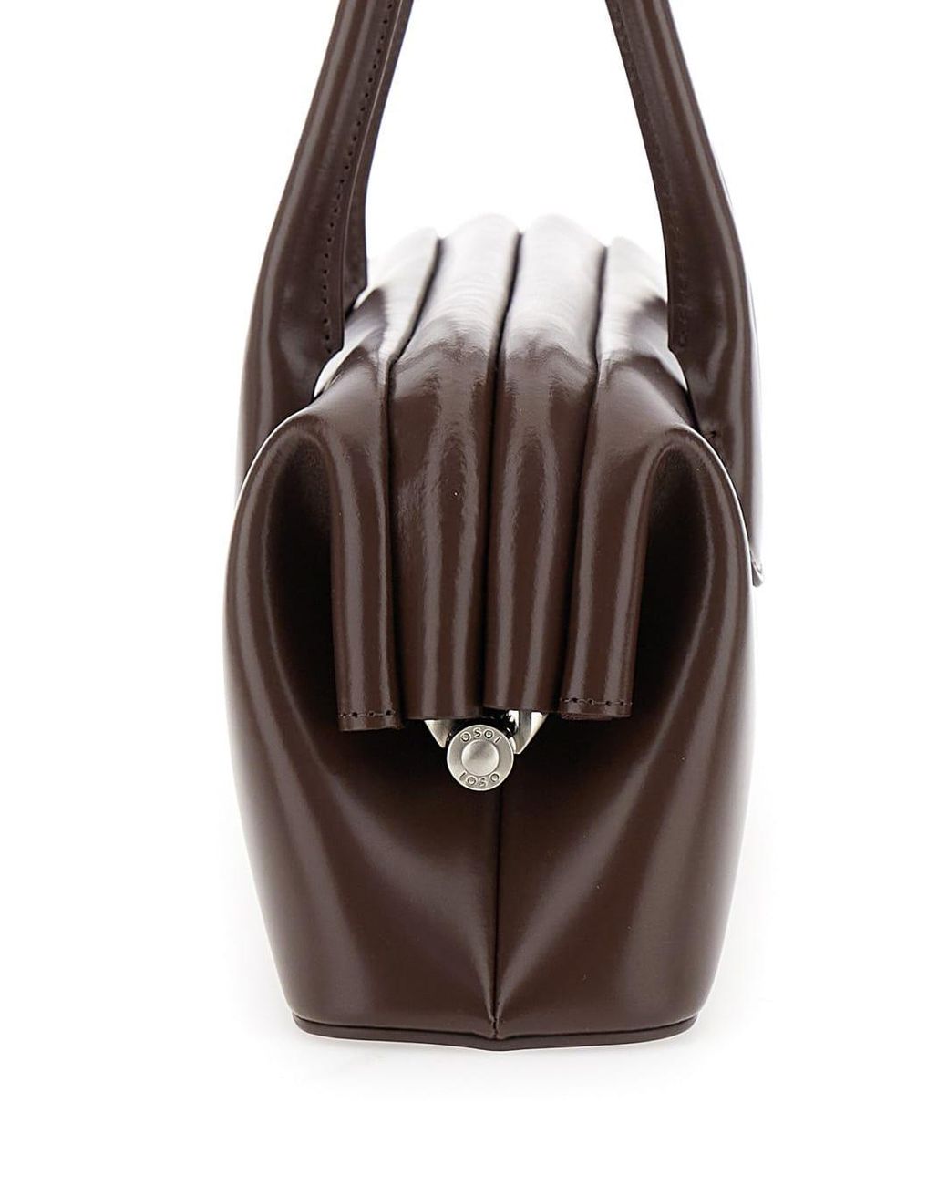 OSOI Brown Shoulder Bag Boat Wide With Round Handles And Lettering Logo On The Front