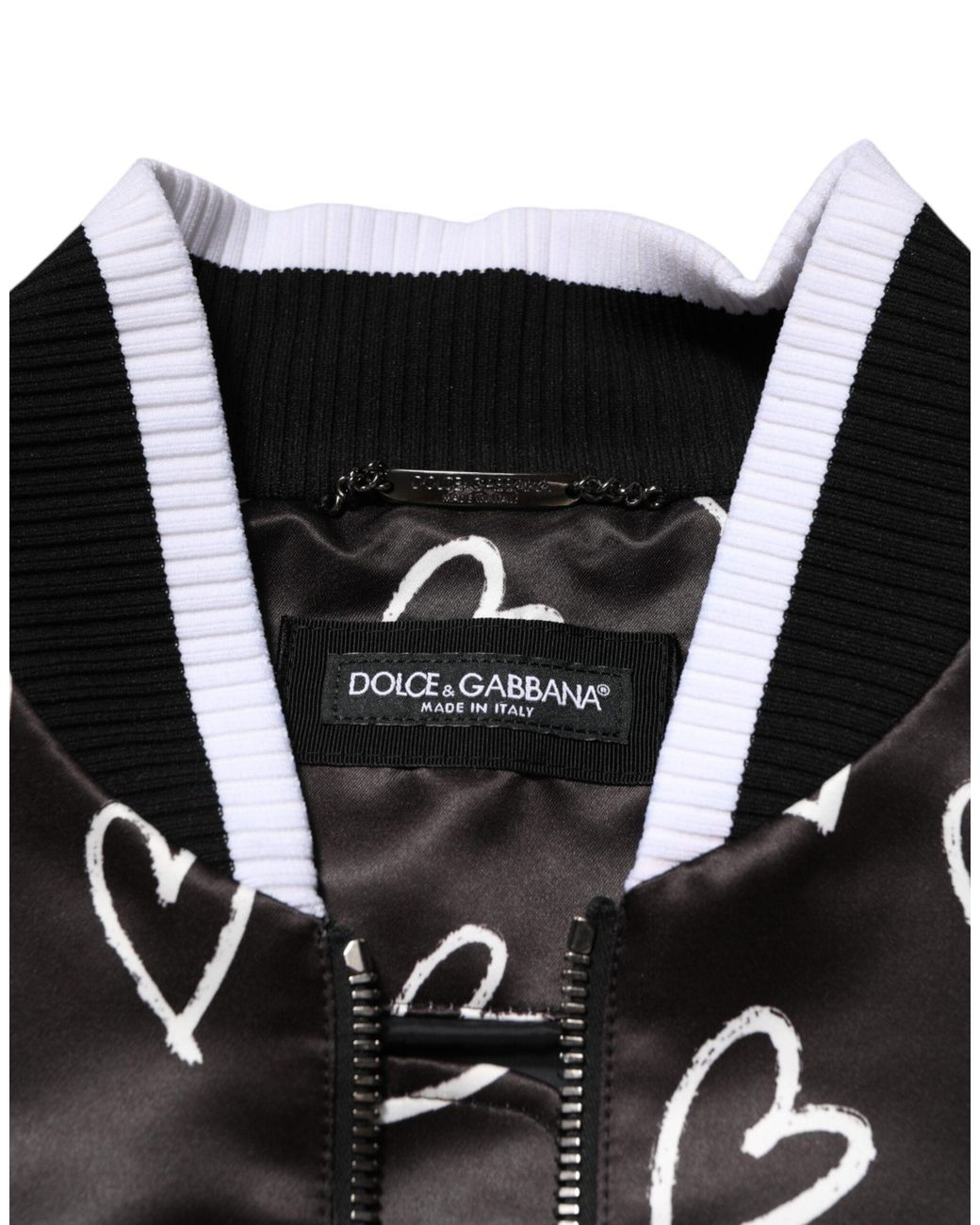 Dolce & Gabbana Black Hearts Pattern Zipup Jacket for men