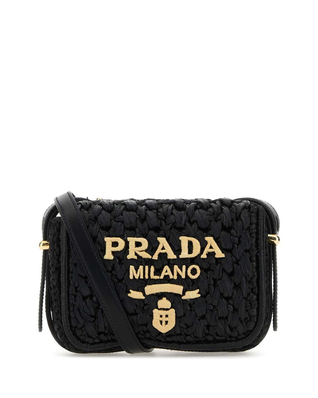 Prada Black Raffia Crossbody Bag