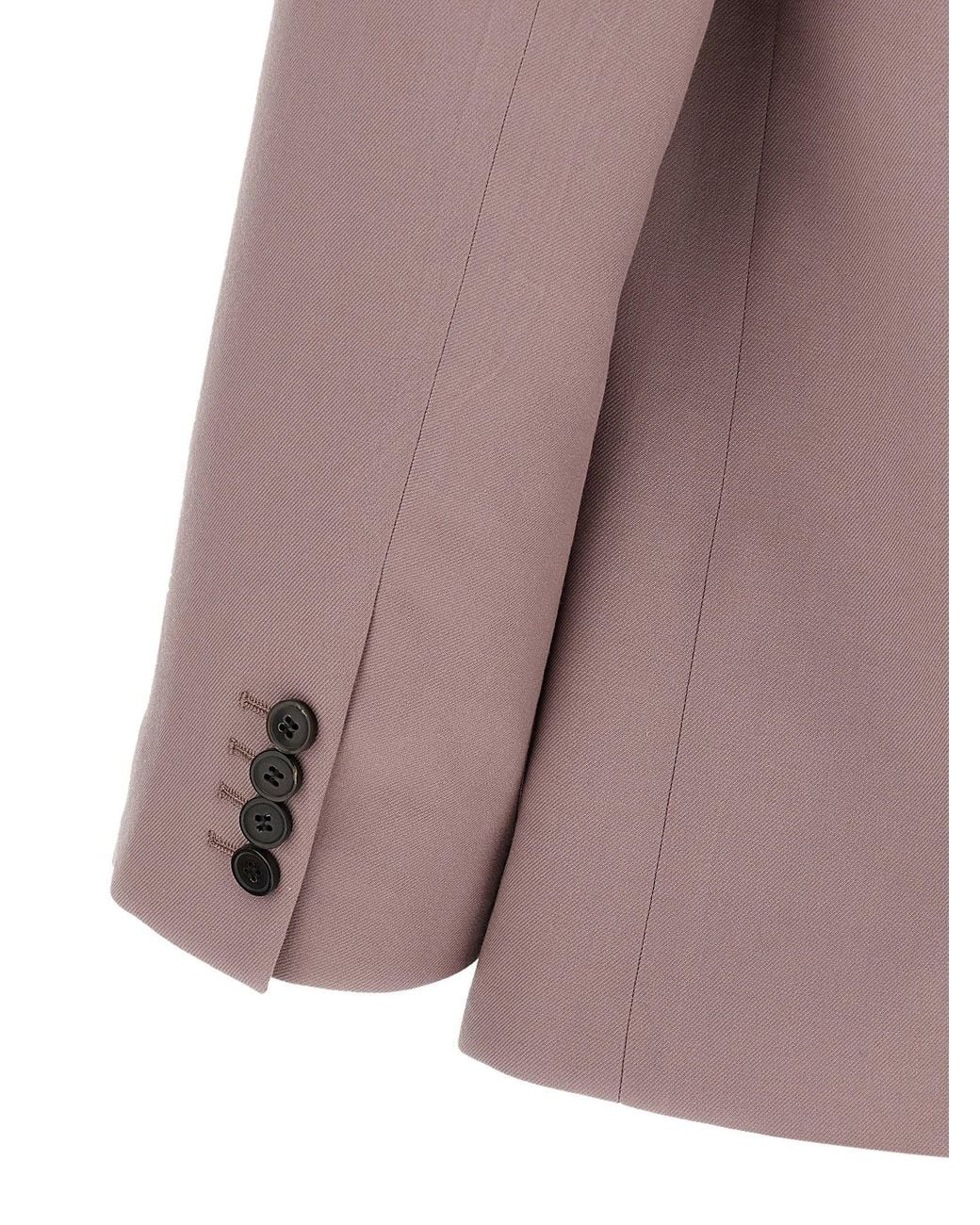 Dries Van Noten Purple Double-Breasted Wool Blazer