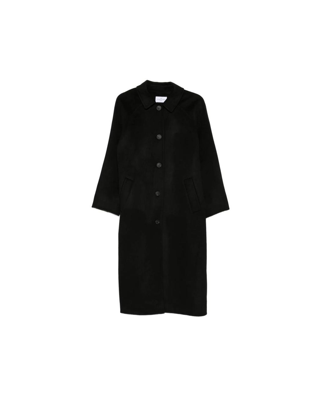 The Dynamis Studio Black Raglan-Sleeve Button-Down Coat