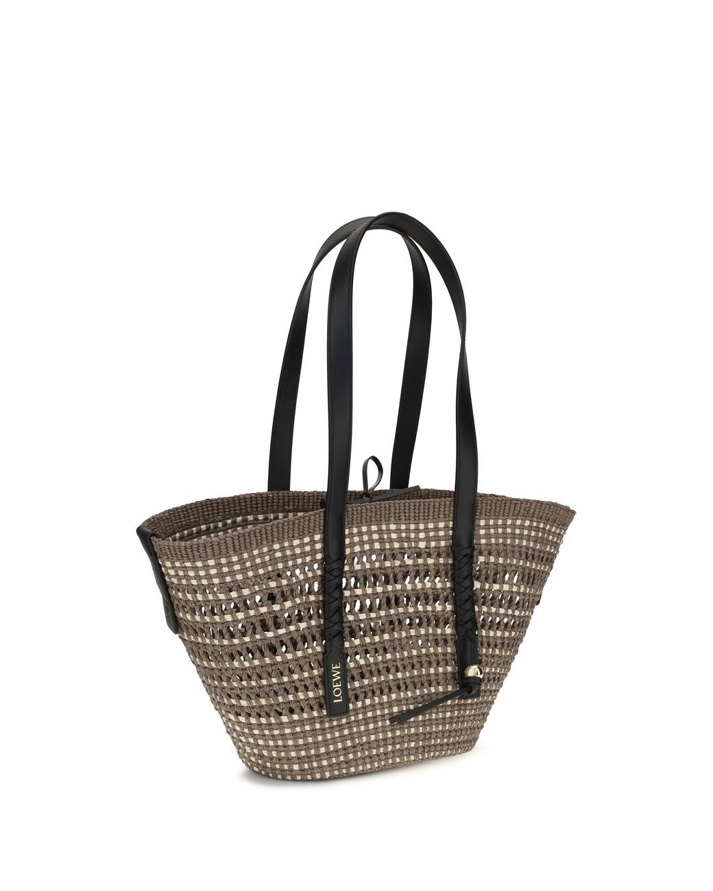 Loewe Black Shoulder Bag Braid Basket — Iraca Palm & Calfskin Straw; Other Materials Bucket