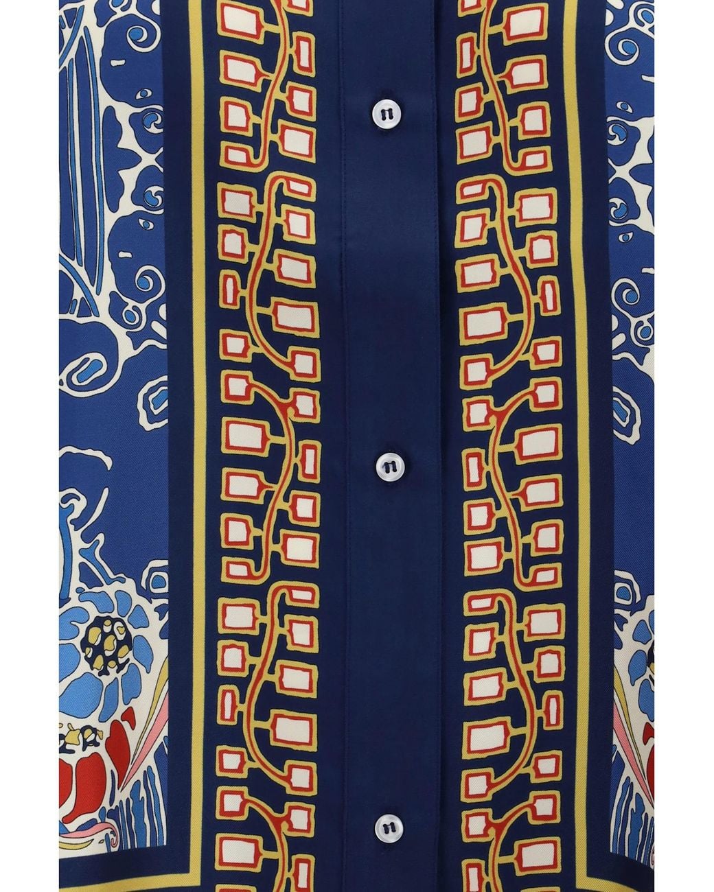 LaDoubleJ Blue Multicolor Silk Pattern Shirt