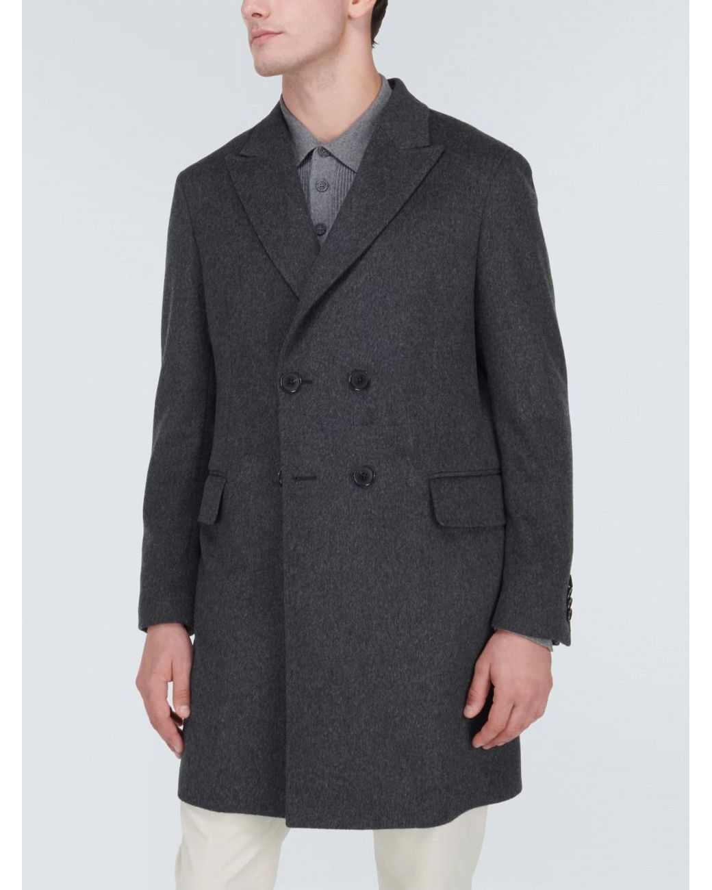 Zegna Black Tailored Wool-Blend Coat Dark for men
