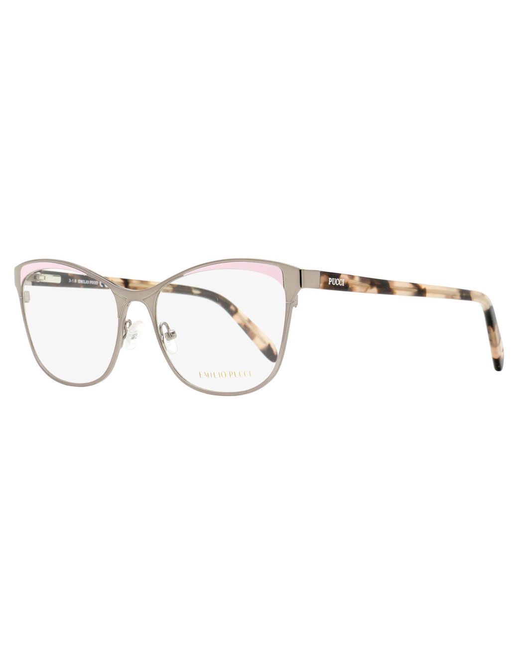 Emilio Pucci Black Pucci Sculpted Butterfly Eyeglasses Ep5084 020 Ruthenium-Rose Havana 53Mm Ruthenium/Rose Metal/Plastic (Acetate)