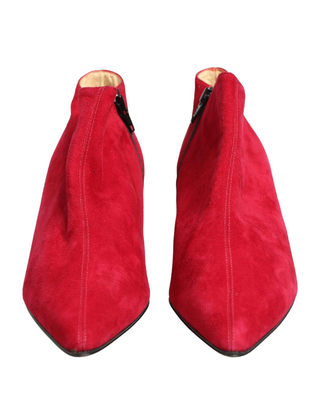 Dolce & Gabbana Red Suede Ankle Boots Shoes